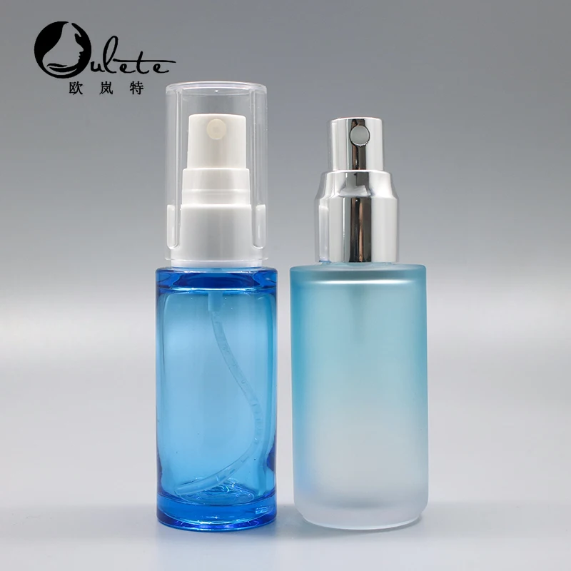 frosted blue fine mist spray plastic bottle 30ml 1 oz for cosmetic serum essence oil