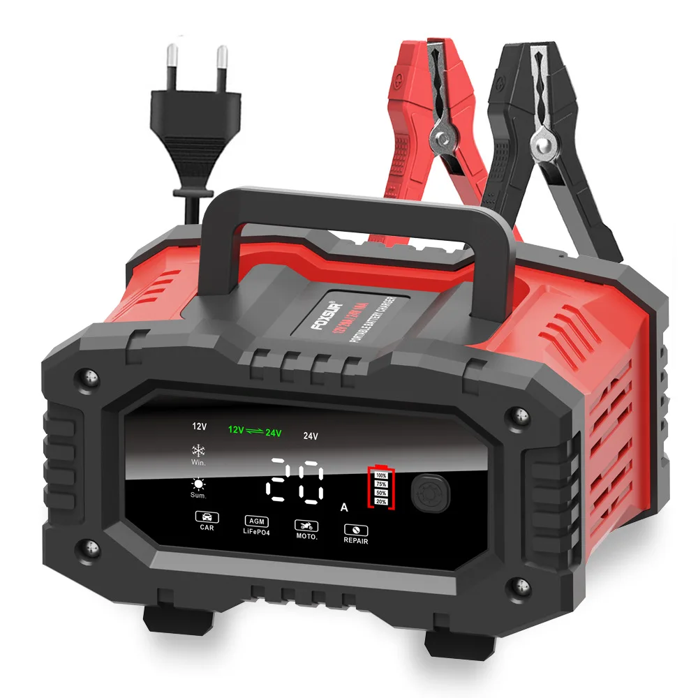 Зарядное устройство Foxsur 20A автомобильное зарядное устройство 12/24V 20A 10A 300W большой мощности