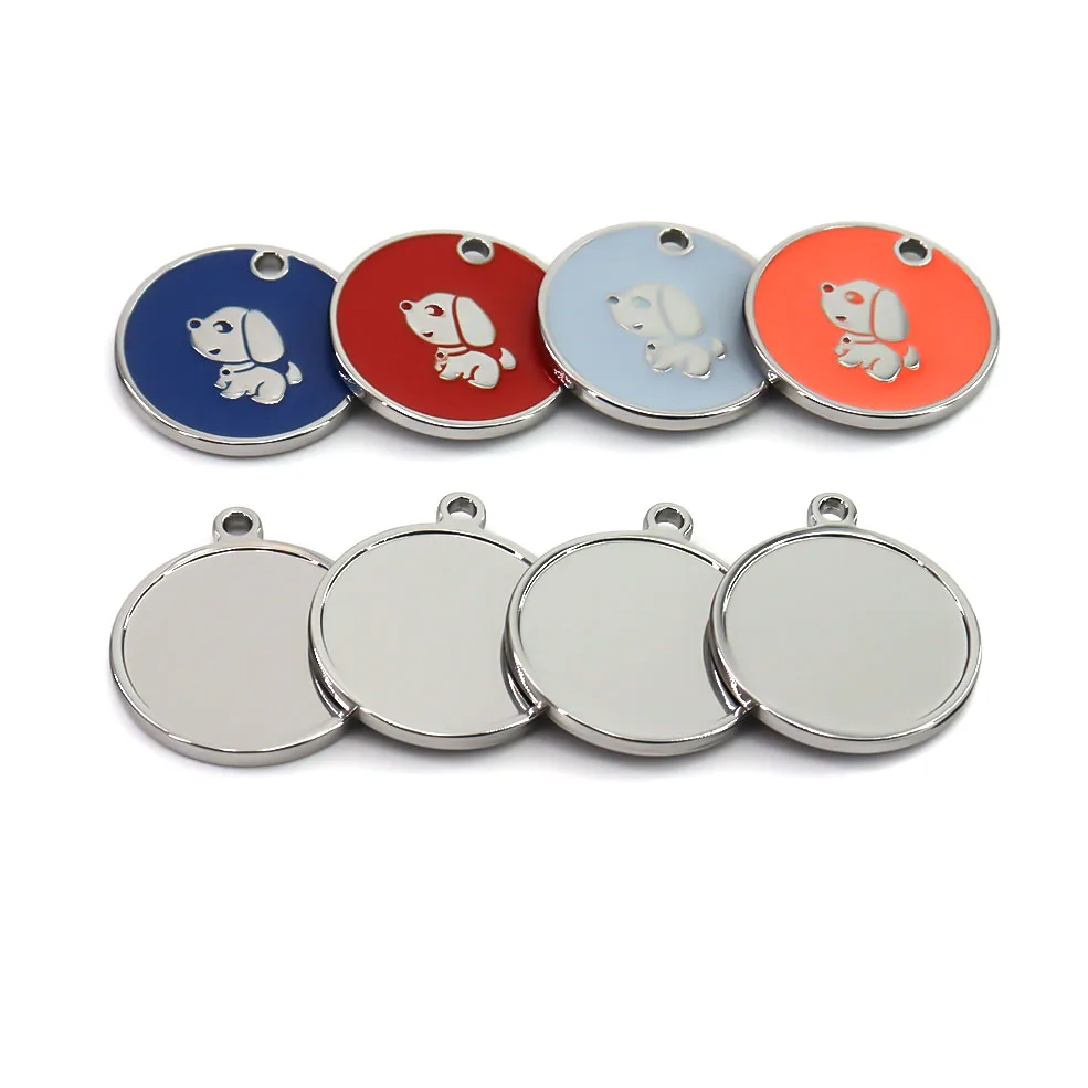 Pet Name Id Qr Code Name Dog Tag Custom Logo Sublimation Metal for Engraving Necklace Dog Tags Metal Round Shape Zinc Alloy