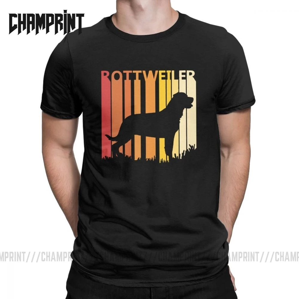 
Men Vintage Retro Rottweiler Christmas Gift T Shirts Rottweiler Dad Mom Cotton Tops Tee Graphic Printed T-Shirt Plus Size Tops 