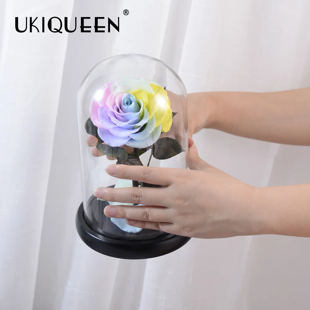 Завод UKIQUEEN оптовая продажа долговечный неувядающий цветок сохраненная Роза в стеклянном