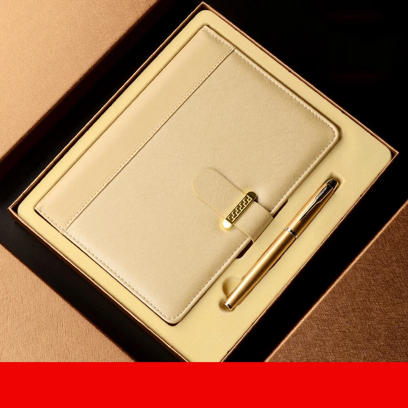 2022 New A5 Hardcover Magnet Closed Buckle Notebook Pu Leather Notebook And Pen Stationery Set