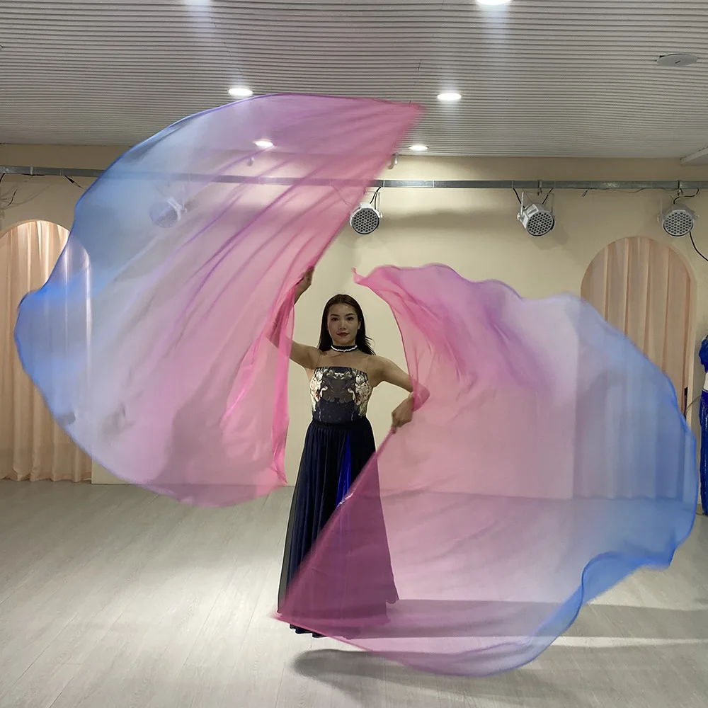 SHE DANCES 1.9Mx1.4M Gradient Color Red Purple Blue Worship Praise Dance Banner Flags for Christian Church Dance Props