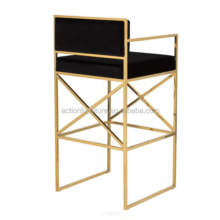 Contemporary Delicate Stainless Steel Leather Fabric Bar Stool Sofa Style Bar Chairs For Living Room Kitchen Used