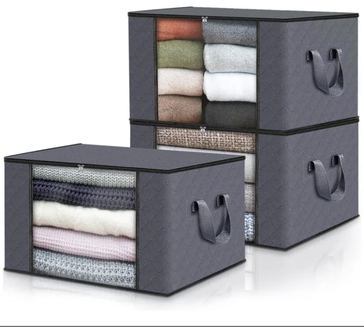 Clothes Storage, Foldable Blanket Storage Bags, Storage Containers for Organizing Bedroom, Closet, Clothing, Comforter