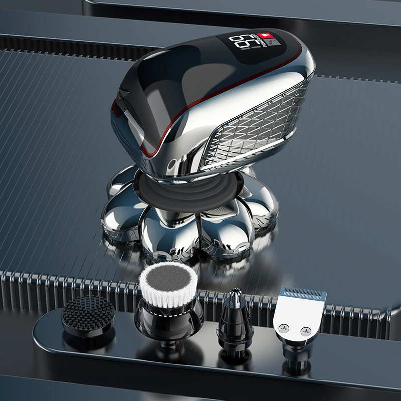 LED liquid crystal display 5 in 1 Hair Trimmer Razor Clipper Facial Brush Waterproof Wet Dry Grooming Kit Electric Razor for Men