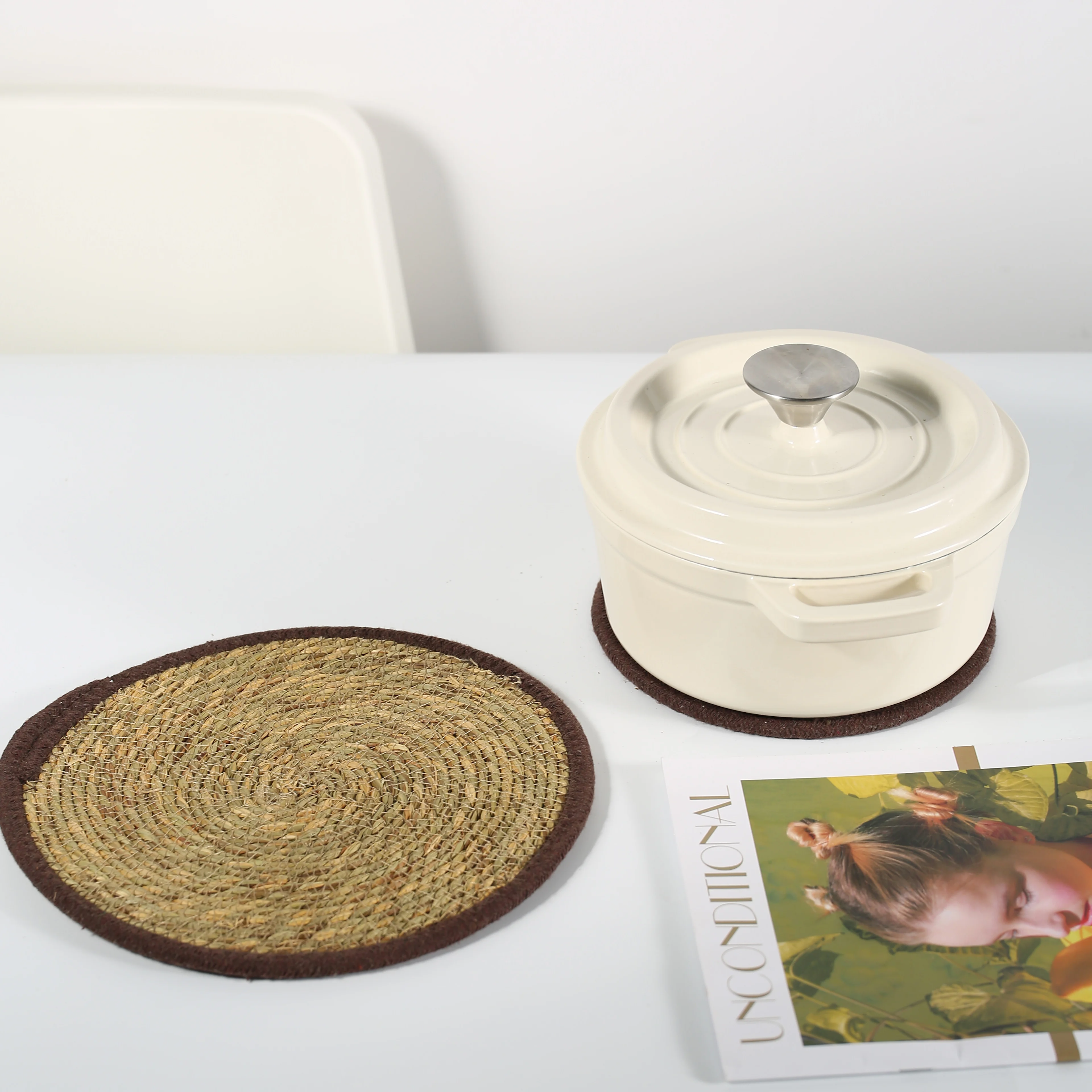 Tabletex Water Hyacinth Straw Braided Handmade Placemats Round Woven Placemats Natural Wicker Place mat