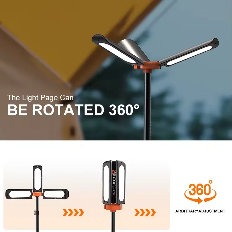 Portable Camping Light LED Selfie Light Outdoor Waterproof Retractable Adjustable LED Rechargeable Tripod Work Light With Stand