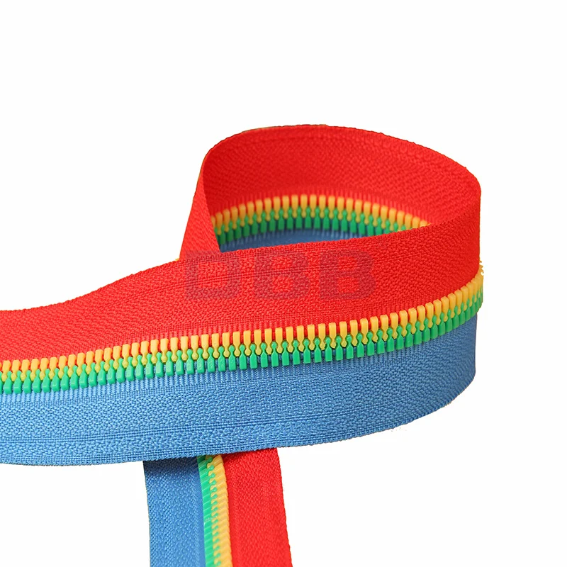 original design  contrast color tape teeth open end plastic resin zipper for garment