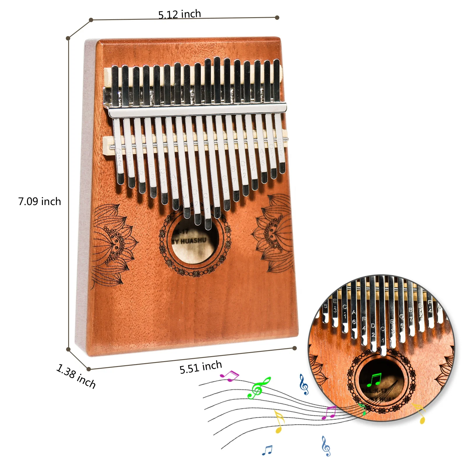 Exquisite Finger Thumb Piano Marimba Musical good accessory Pendant Gif Kalimba 17 Key Kalimba(Red Brown)