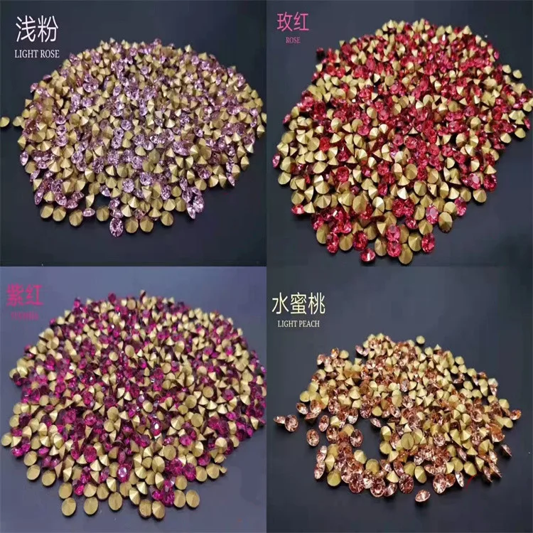 Ss6 8 10 12 16 20 Glass Rhinestones Pointback Strass Crystals Chatons Round Nail Crystal Stones For Crafts