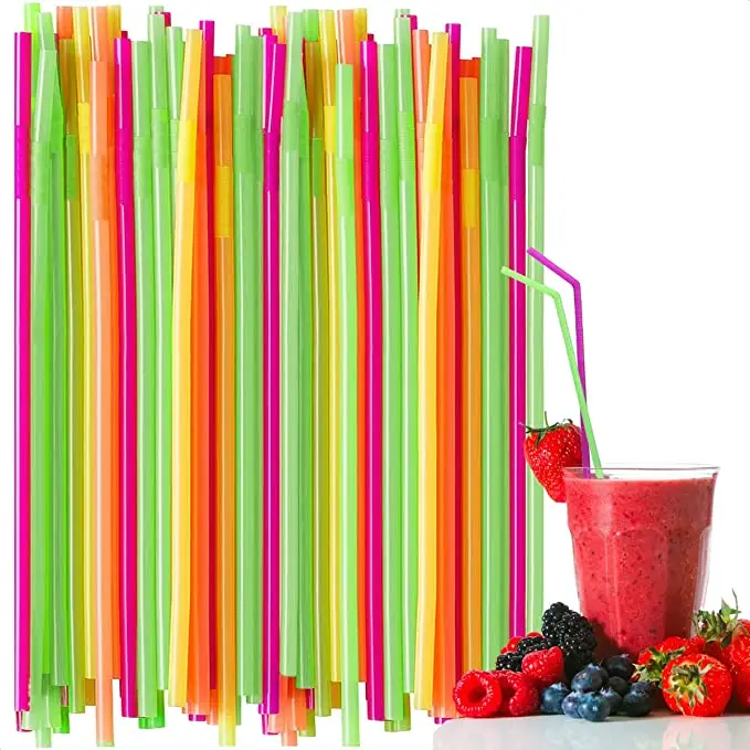 17 Inch Bendy Straws - ASSORTED NEON Color