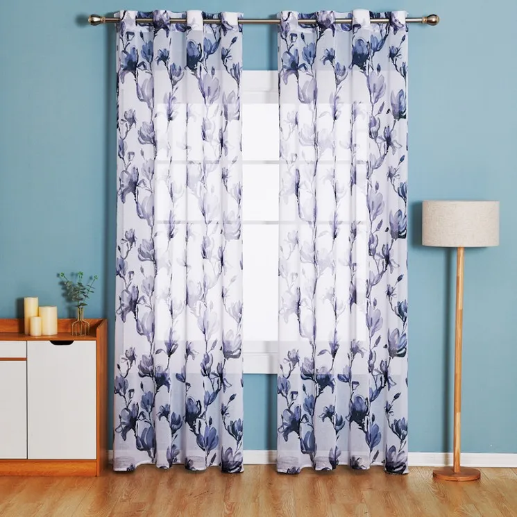 Дешевая прозрачная занавеска с цветочным принтом в европейском и американском