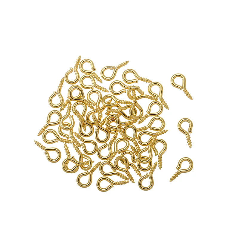 Маленькие крошечные мини-штифты Eyepins крючки с петлями винтовые резьбовые золотые застежки фурнитура для изготовления ювелирных изделий своими руками 200 шт./упаковка