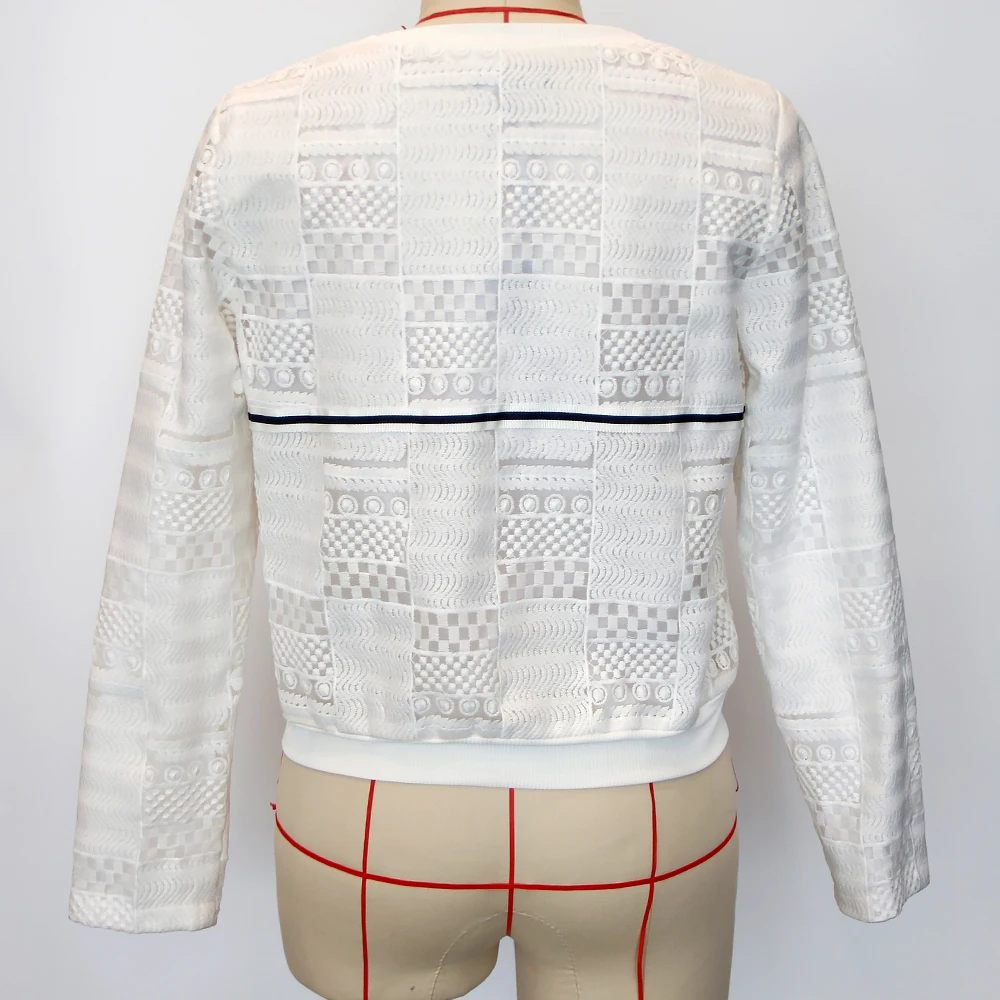 Женское базовое пальто с кружевными рукавами, повседневная приталенная куртка на молнии, куртка-бомбер от YONGJIACHENGLACE