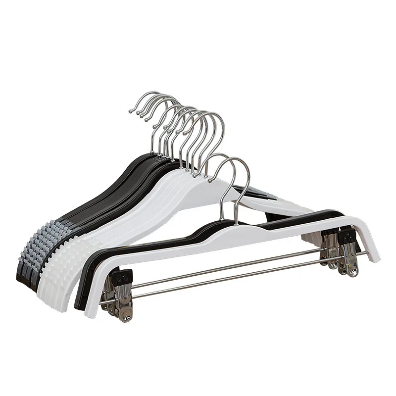 Wholesale Good Quality White Black Ultra Thin Heavy Duty Plastic Adults Clothes Trouser Coat Hangers