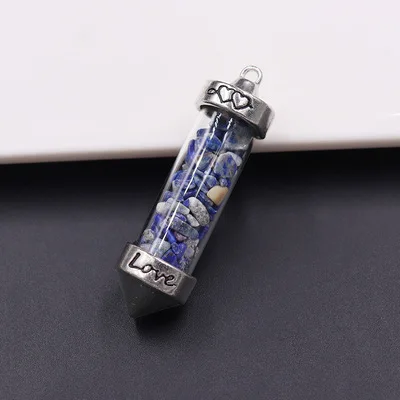Fashion Double-pointed Conical Gravel Crystal Wishing Glass Bottle Necklace Pendants For Women