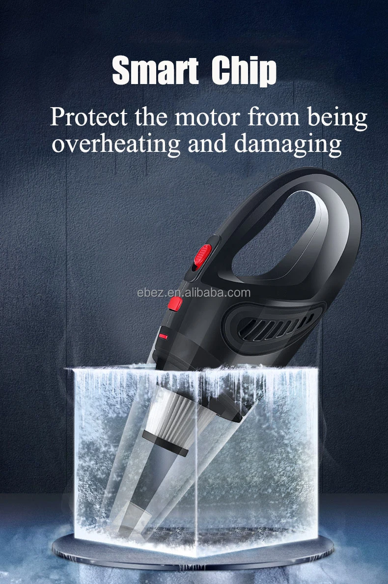 EBEZ Household USB Battery Powered Small Rechargeable Car Handheld Cordless Vacuum Cleaner Portable