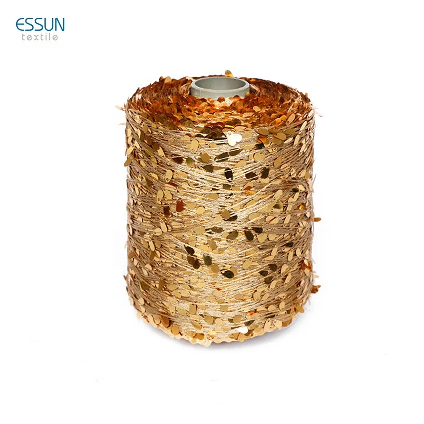 wholesale cheap price bling bling PET Sequin Beans Yarn 100% Polyester Thread for Knitting Sweater