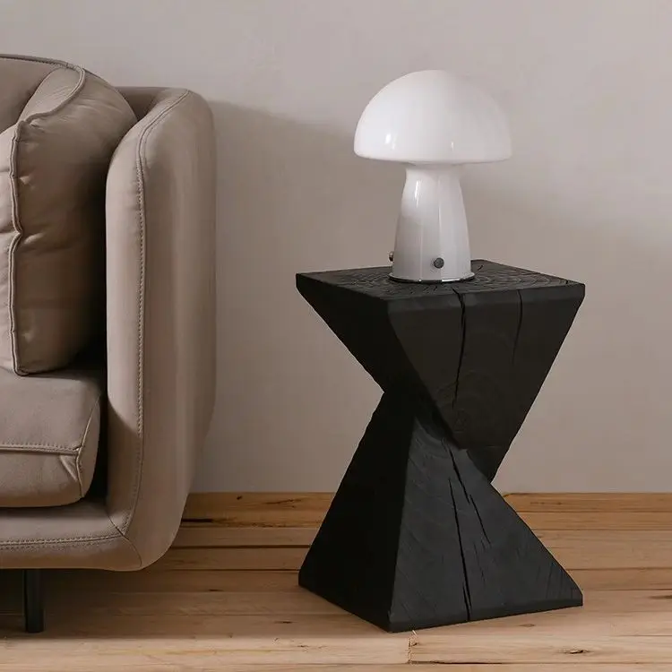 ATUNUS China Wabi Sabi Furniture Natural Oak Wood Side Table Coffee Shop Table Solid Wood End Bedroom Side Table