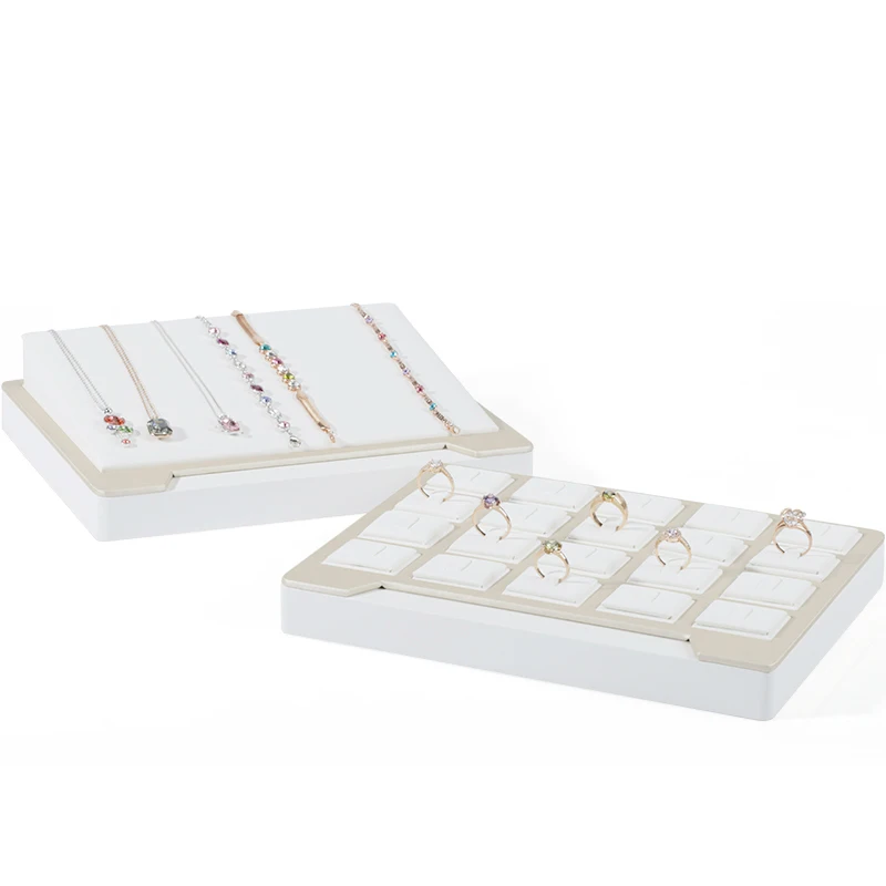 DIGU PU leather jewelry display stand earrings display props jewellery ring pendant necklace storage display tray