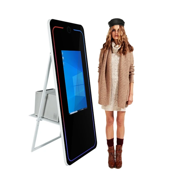 magic mirror touch screen photo party kiosk booths with Godox E250 flash inside