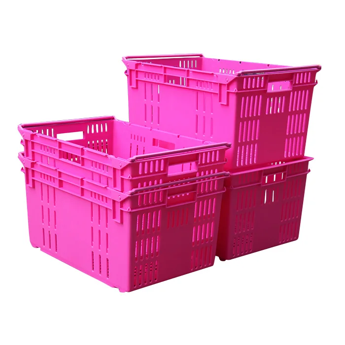 JOIN Virgin PP Plastic Fruit Crate Container Eco-friendly Market Mesh Nest Stackable Storage Durable Basket for Farm Use