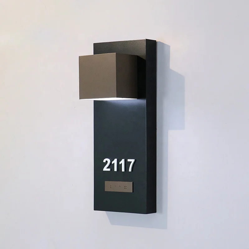 EZD Stainless steel led room number for hotel Braille sign  With Doorbell hotel door plate number