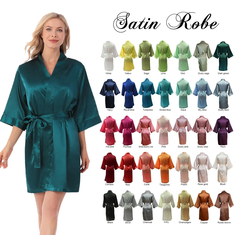 Ready to Ship Hot Sale High Quality For Party Women Solid Color Silk Satin Bride Bridesmaid Robes