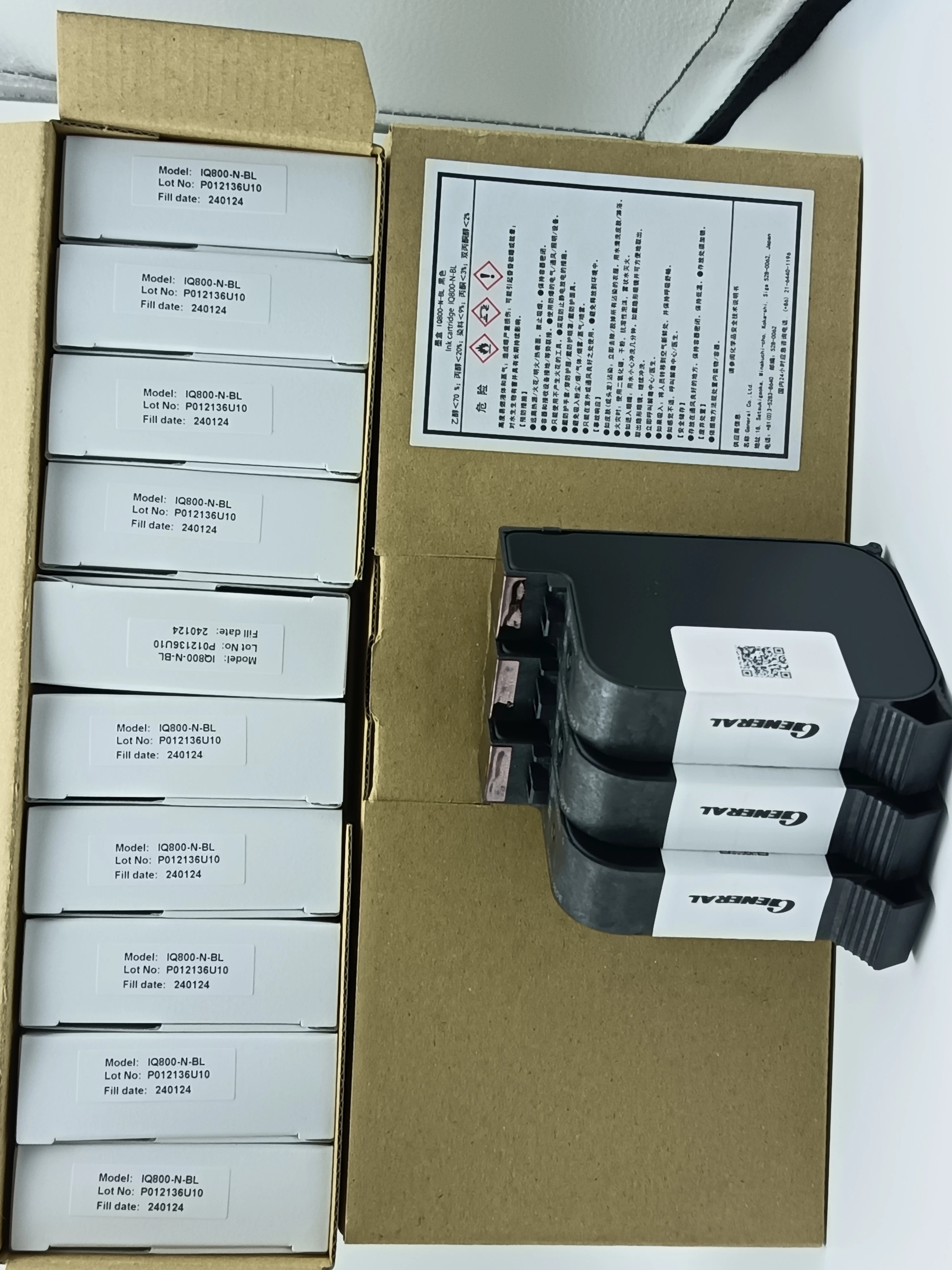 Original IQ800 IQ880 Industrial Inkjet Printer Cartridges Refillable 12.7mm Black Red TIJ Inks for Industrial Printers