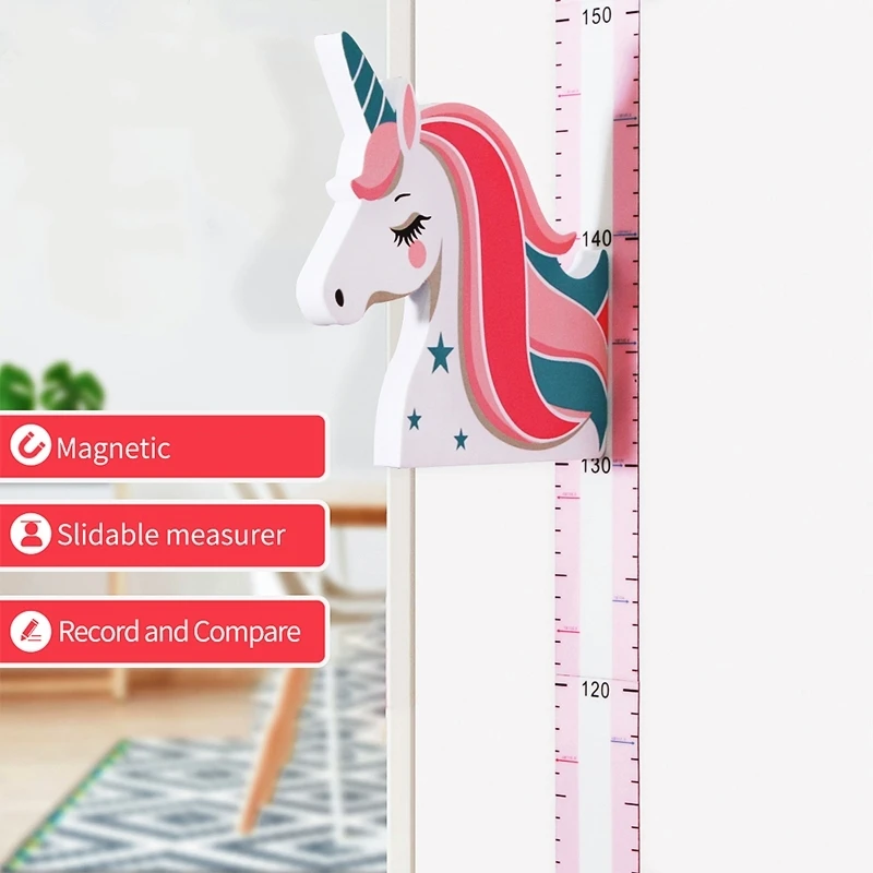 Magnetic Growth Measure Chart Height Ruler for Kid Unicorn Wall Sticker Kids Room Decoration