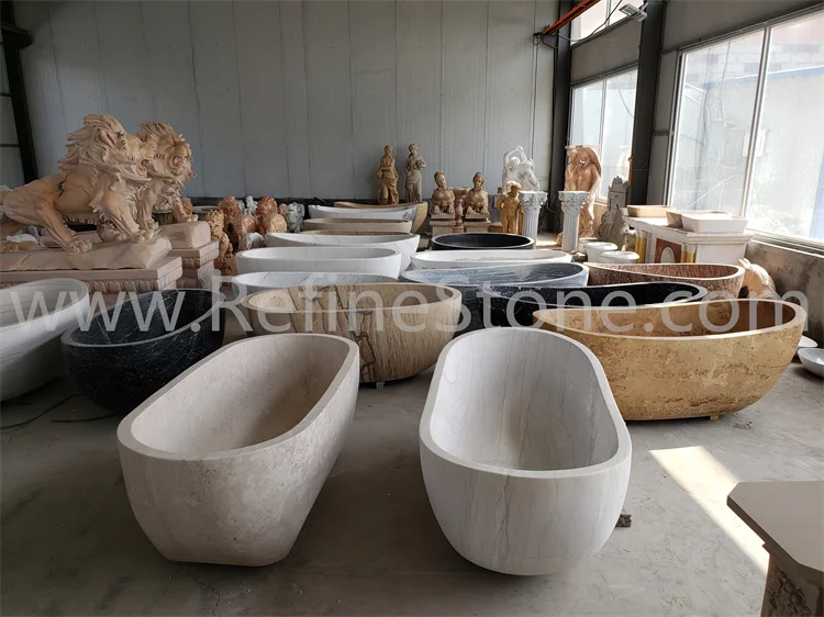 Hot sale design antique natural white marble stone bathtub