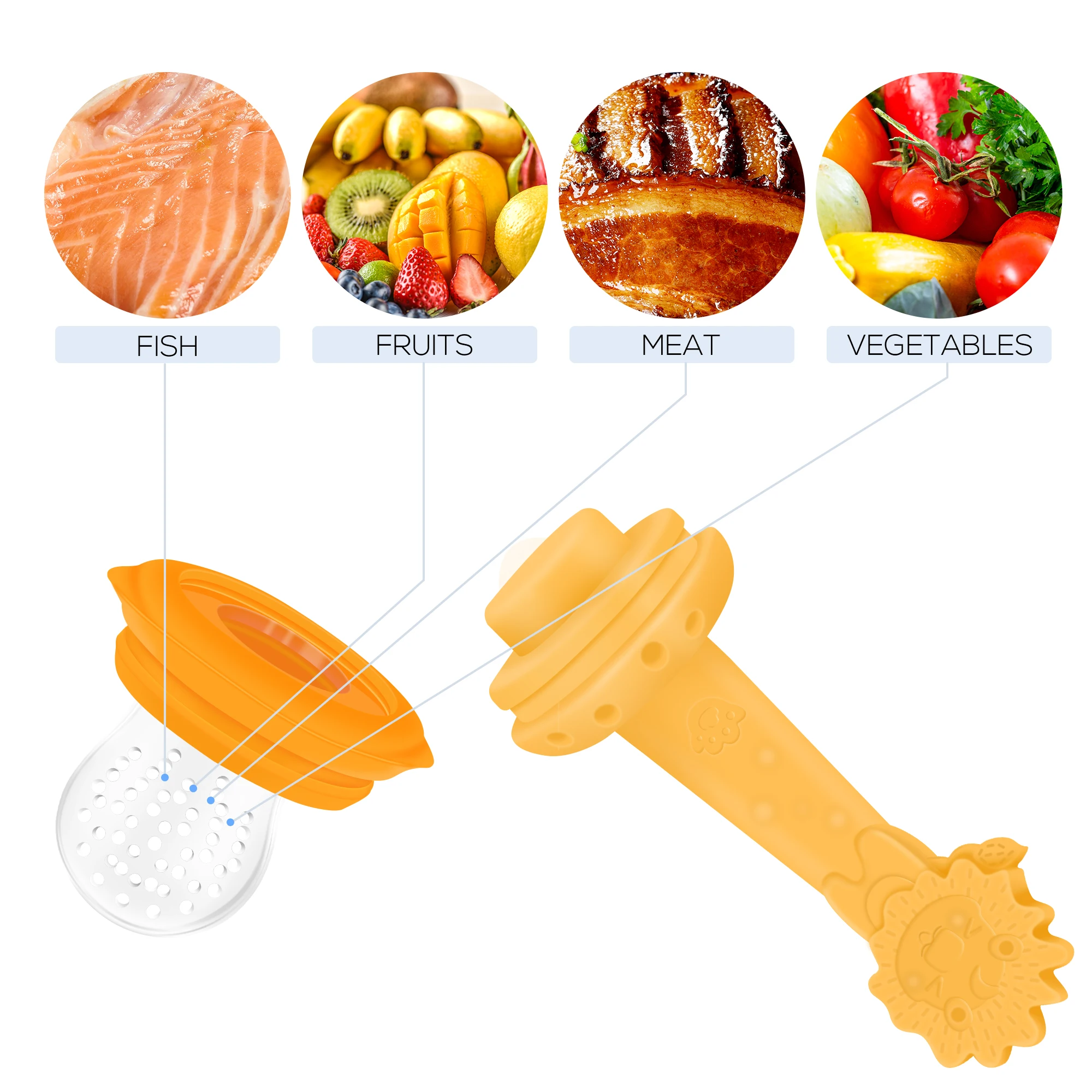 Wholesale 2021 Baby Products Teething Nipple Silicone Infant Teether Pacifier Baby Fruit Feeder