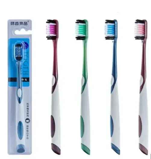 Massage gum adult toothbrush with Colored bamboo charcoal hard bristle toothbrush