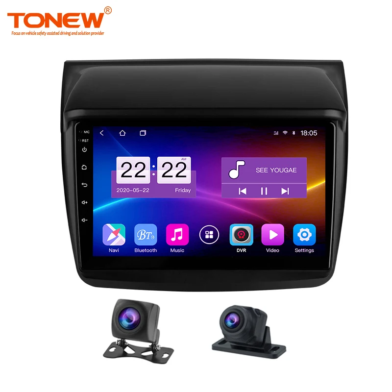 Tonew C400 Радио Android экран Двойная камера для Mitsubishi Pajero Triton 2008 - 2016 передний и задний объектив Автомобильный DVD плеер