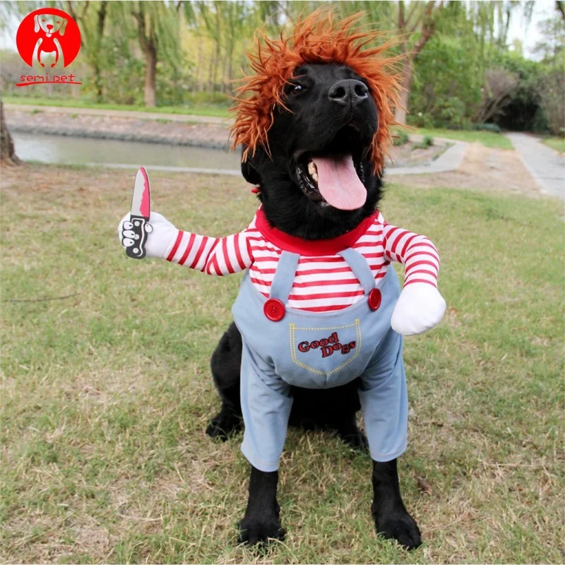 Pet Dog Halloween Clothes Dogs Holding a Knife Halloween Christmas Costume Novelty Funny Pet Cat Party Cosplay Apparel Clothing