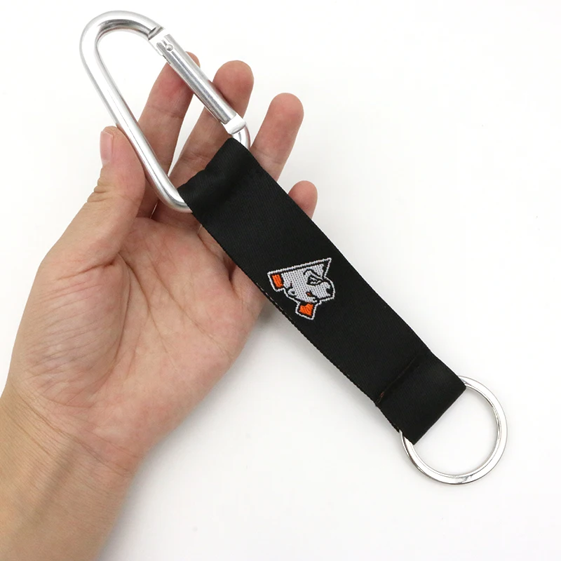 in Bulk Accessories Ribbon  Horor Big Carabiner Aluminum Crochet Hook Keyring Jacquard Embroidery Keychain