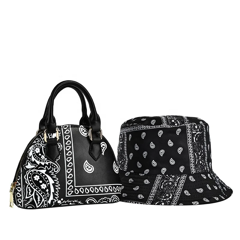 
Cashew Flower Bucket Purse and Hats Set Women Handbags Luxury Handbags for Women Printed Fisherman Hat and Handbags 