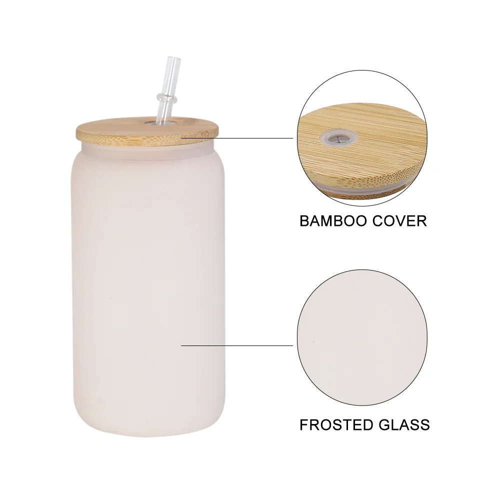 AGH New Arrival 16oz Frosted UV Color Changing Glow in the Dark Sublimation Glass Beer Can with Bamboo Lid