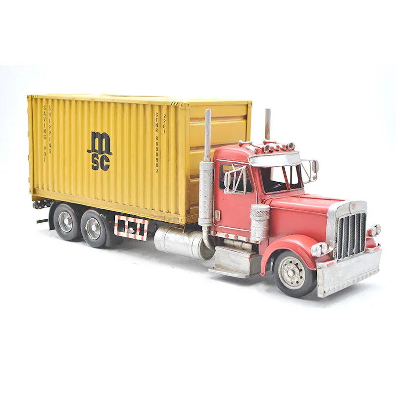 Container Truck Model Design Wholesale Vintage Wrought Iron Creative Container Shaped Tissue Box Metal Crafts