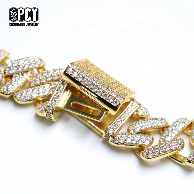 Wholesale Price Fashion Jewelry Necklace  Silver Cuban link Chain Hip Hop Jewelry Necklace 925 Sterling Sliver with Zircon CZ