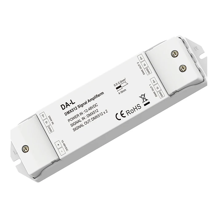 DA-L 12-48VDC 2 каналу dmx512 DMX усилителя сигнала Репитер мобильного телефона на din-рейку с 5 лет гарантии