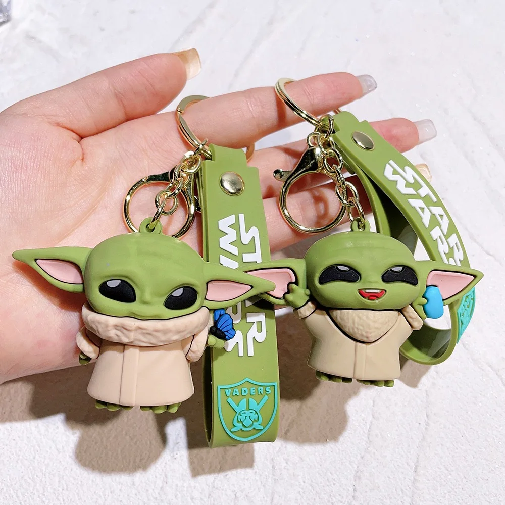 Kawaii Cute 3d Pvc Anime Cartoon Yoda Dolls KeyChain fashion Car Pendant Darth Vader Maul Leia Princess Chewbacca Luke keychain