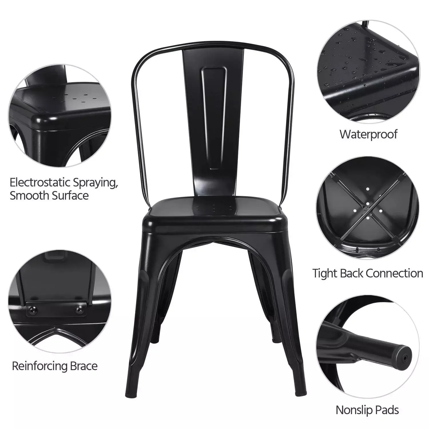 Manufacturer Direct Selling Overall Welding Custom Colors Restaurant Bar Iron Metal Tolix Dining Chair