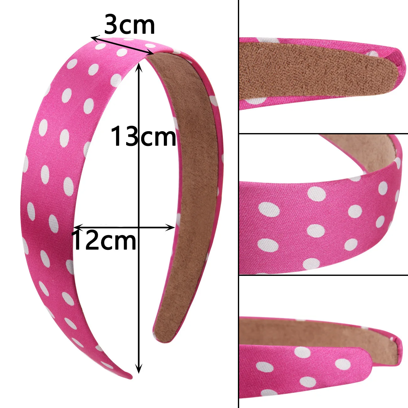 3cm width Dot satin print hair hoop female handmade diy satin cloth headbands