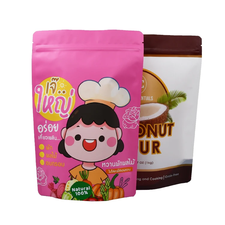 Custom Coconut Packaging Bag Food Mylar Bag Dried Fruit Mango Banana Chips Snacks Aluminum Foil Carton Stand up Pouch Zipper Top