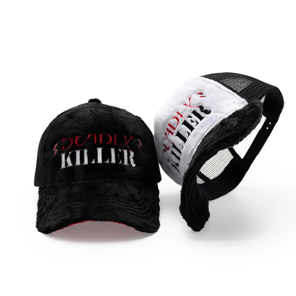 5 panel embroidery custom manufacturer mesh hat fuzzy velvet trucker cap