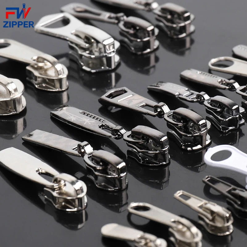 Manufacturers Professional Design Zinc alloy Metal easy to install plating zipper slider for bags luggages tents