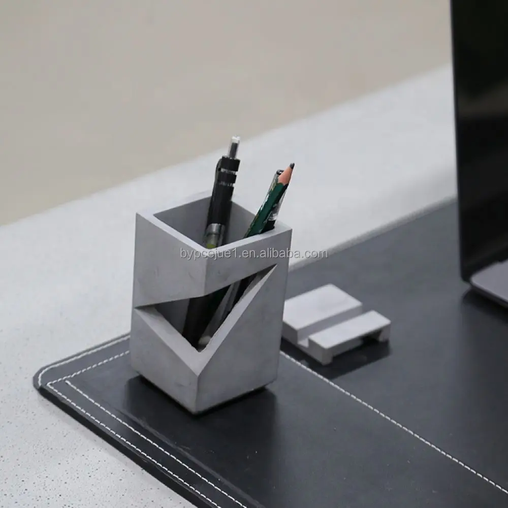 Square Creative Concrete Pen Holder Office Study Bedroom Design Sense Pen Holder Manufacturer Custom Wholesale