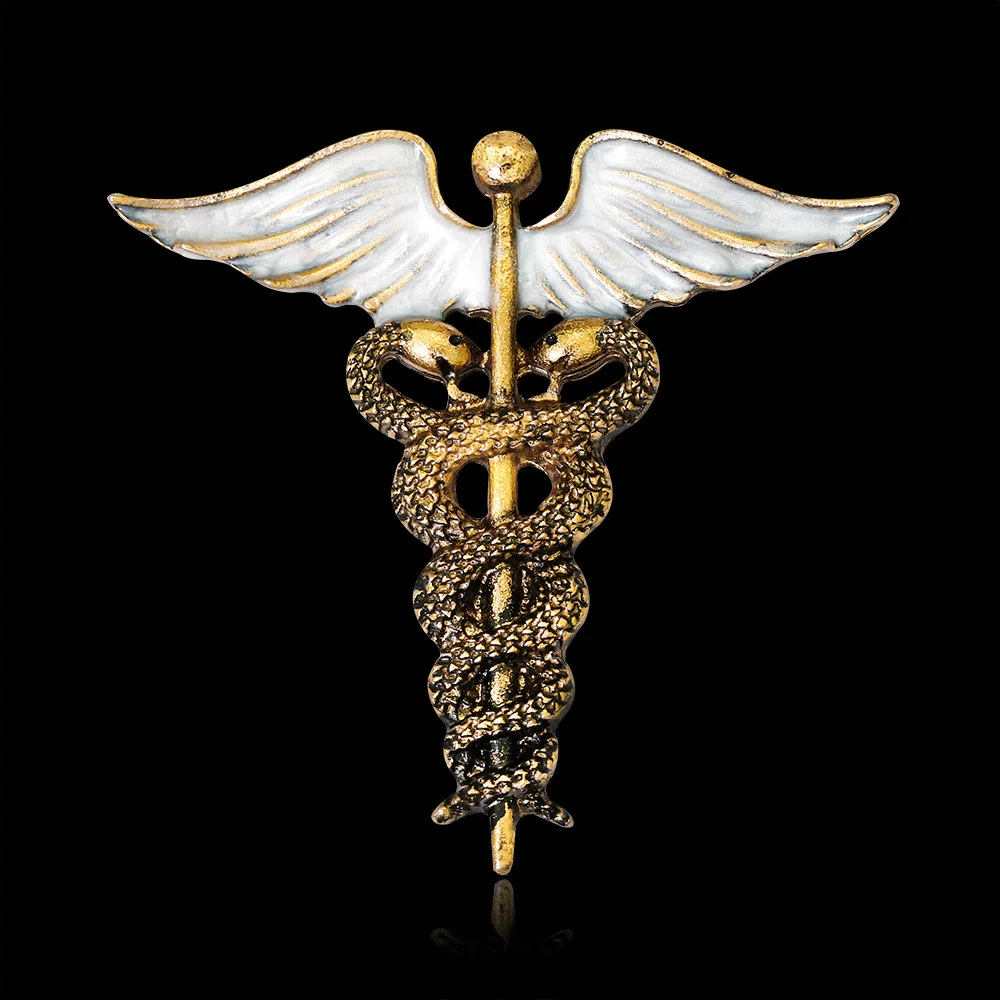 New Brooches women registered horse Angel Wings Brooch broches Double Snake Shape Pins Nurse Medical Doctor Brooch for men women